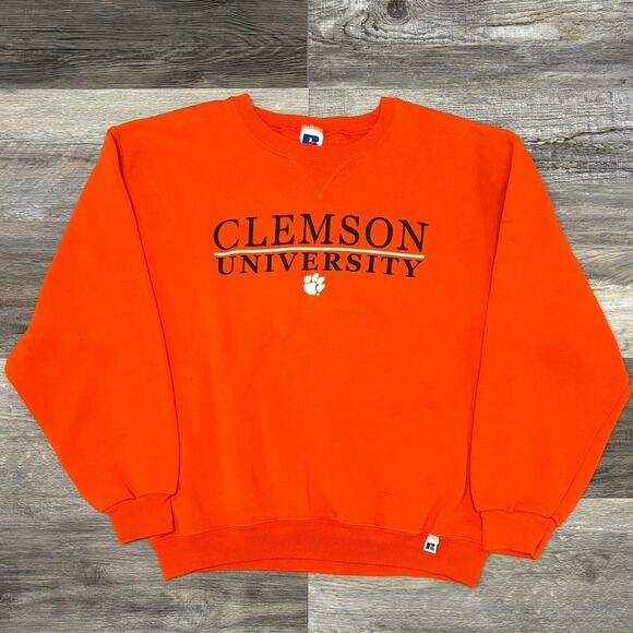 Vintage 90s Russell Athletic Clemson University Orange Men M Crewneck Sweatshirt - Picture 1 of 7